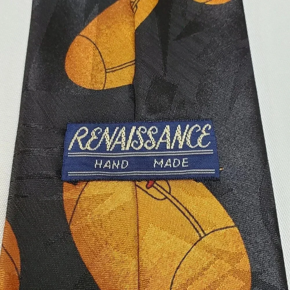 Renaissance Men's Football Tie Black With Footballs Sports Necktie